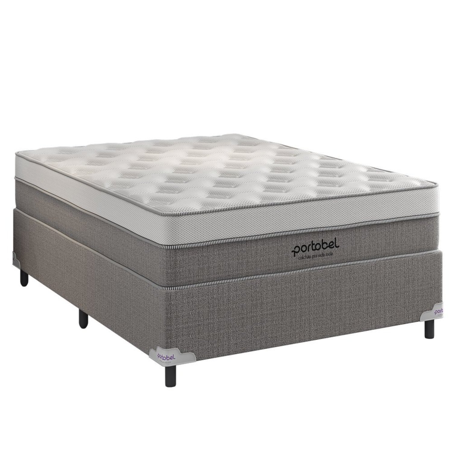 Cama Box Super King Molas Ensacadas Palermo Grey Portobel 193x203x72 - 4