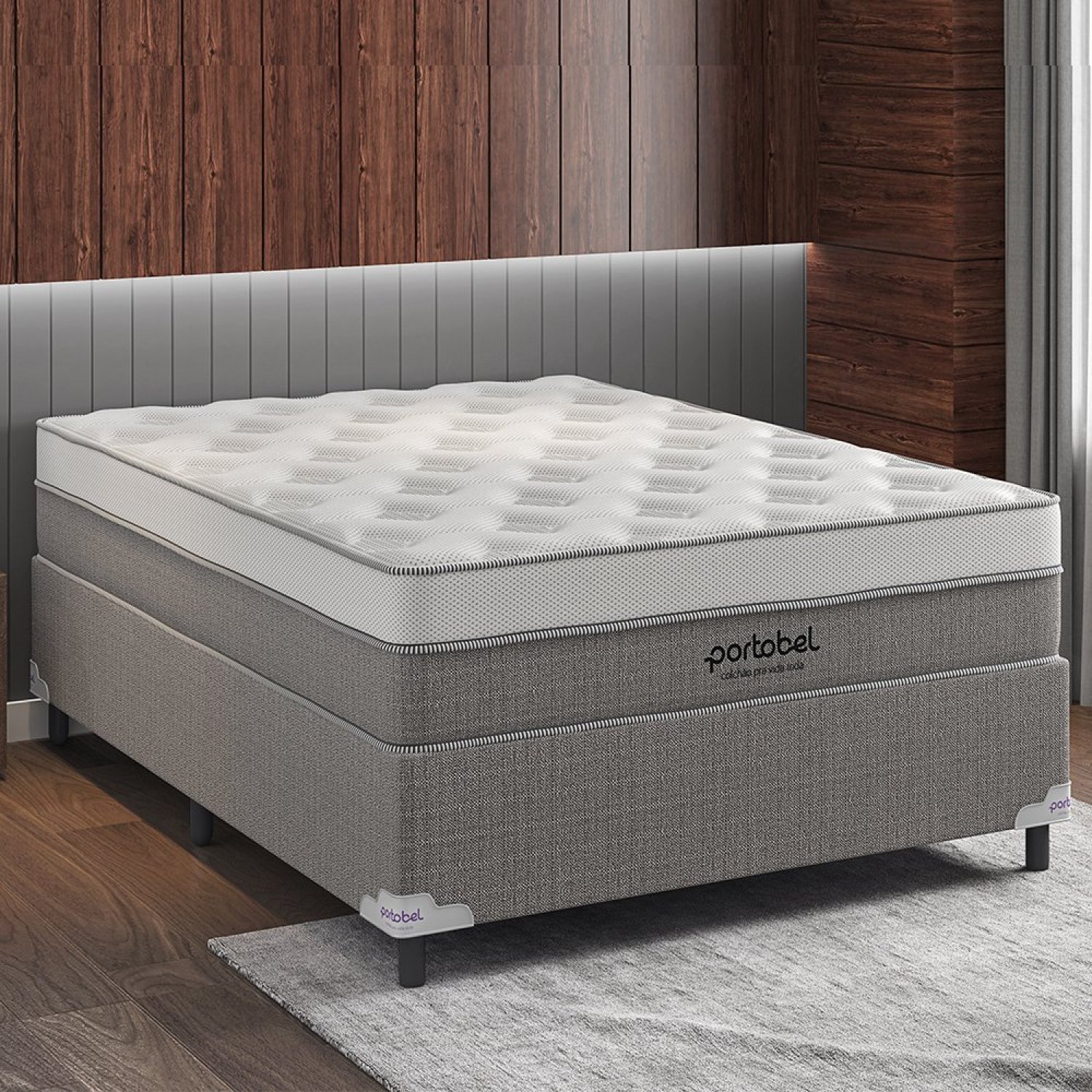Cama Box Super King Molas Ensacadas Palermo Grey Portobel 193x203x72 - 1