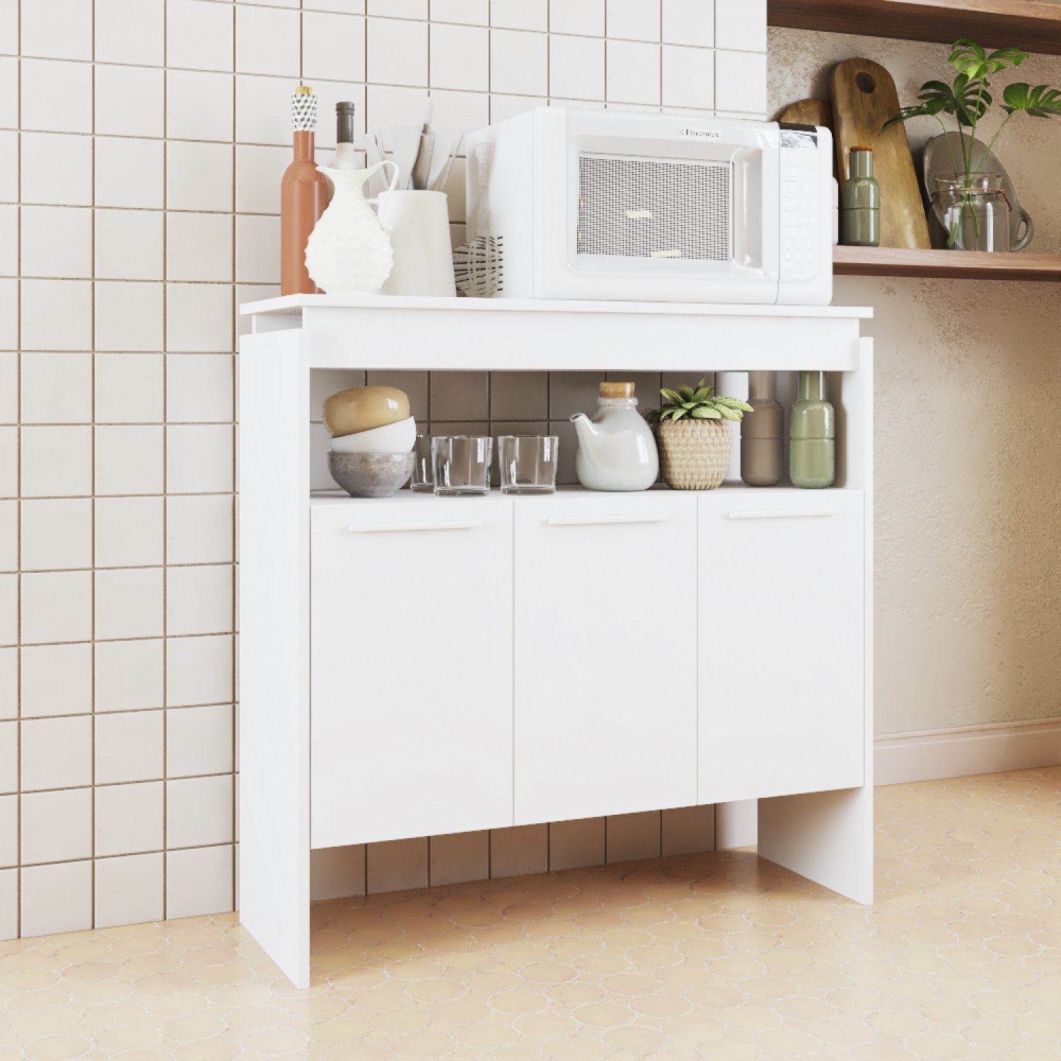 Balcão de Cozinha Multiuso 3 Portas 1 Prateleira MDP 12mm - 1