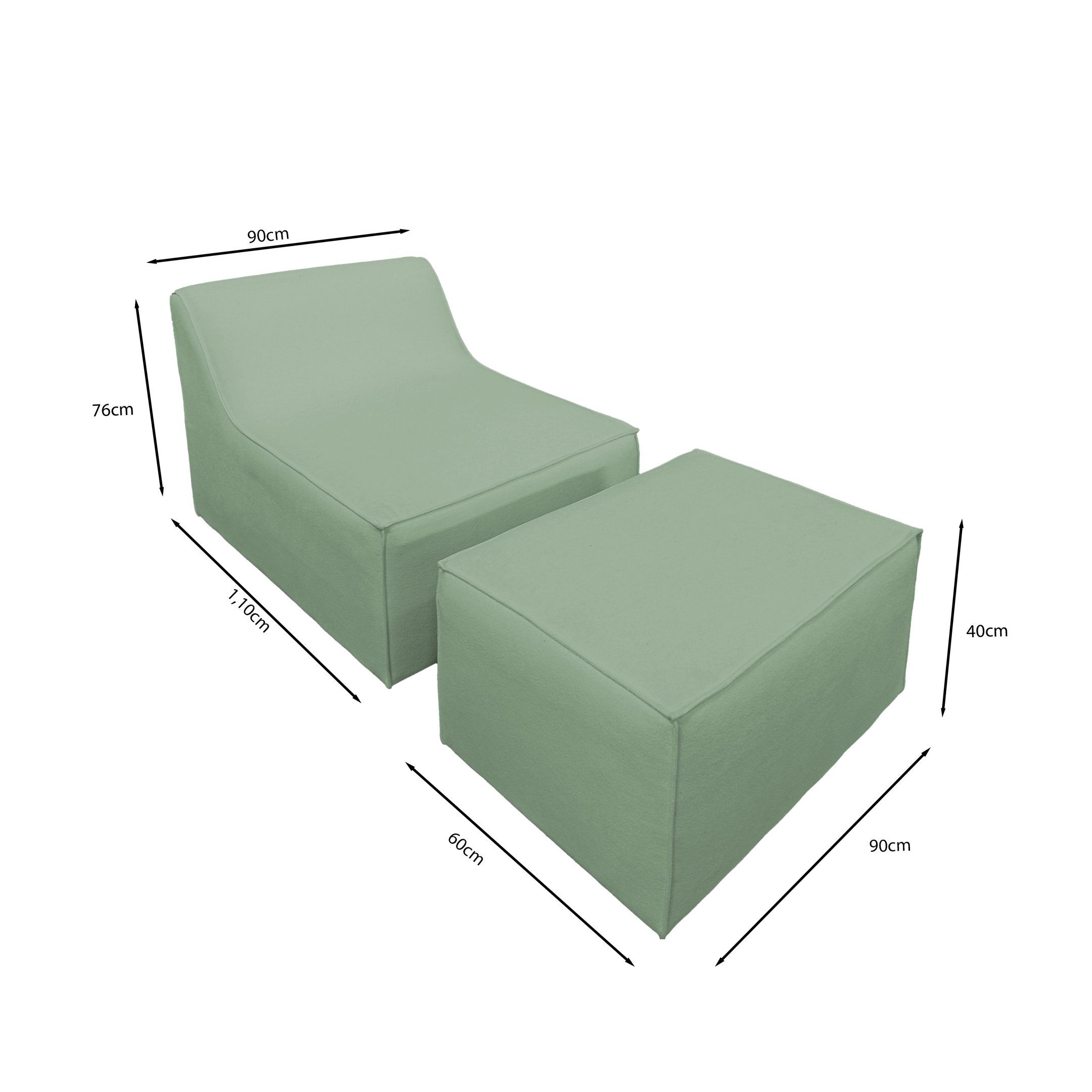 Chaise Tiktok Sofá Cama 2 Lugares com Puff Verde Menta para Redes Sociais Bz Home Decor - 5