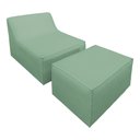 Ver imagem 2 de Chaise Tiktok Sofá Cama 2 Lugares com Puff Verde Menta para Redes Sociais Bz Home Decor