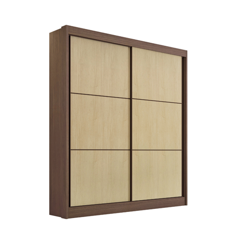 Guarda Roupa Mdf Santorini 2 Portas Castanho com Linho