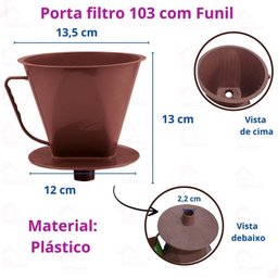 Kit 2 Coador de Café Filtro Moka Permanente 103 e Porta Filtro com Funil 103 - 4