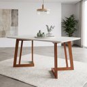 Ver imagem 1 de Mesa de Jantar sem Vidro Madeira Maciça Retangular 6 Lugares Califórnia Marrom/Caramelo/Nevaska