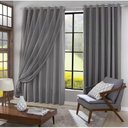 Ver imagem 2 de cortina sala quarto voal liso cinza c/ forro cinza 4,00x2,50