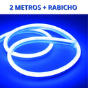 Ver imagem 2 de Kit 1 a 10 Metros Mangueira Fita Led Neon Flex Azul + Rabicho:2 Metros 127v + Rabicho