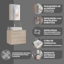 Ver imagem 7 de Conjunto Gabinete Banheiro Rubi 60cm - Gabinete + Cuba + Espelheira - Madeirado Inteiro