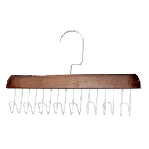 Cabide Madeira Rotativo Ganchos Organizador Armário Closet Marrom