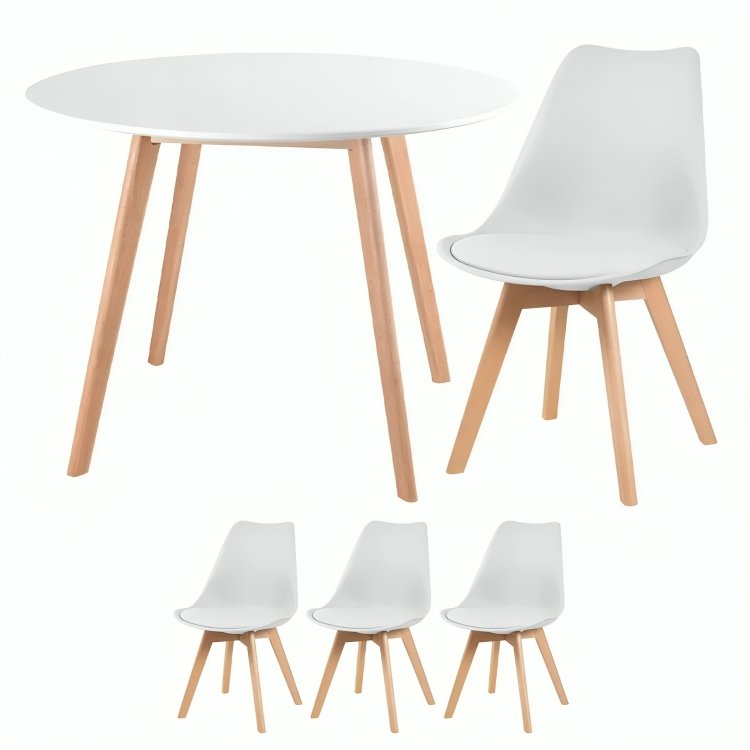 Conjunto Mesa de Jantar Leda 80cm Branca com 4 Cadeiras Eames Wood Leda Branca. - 2