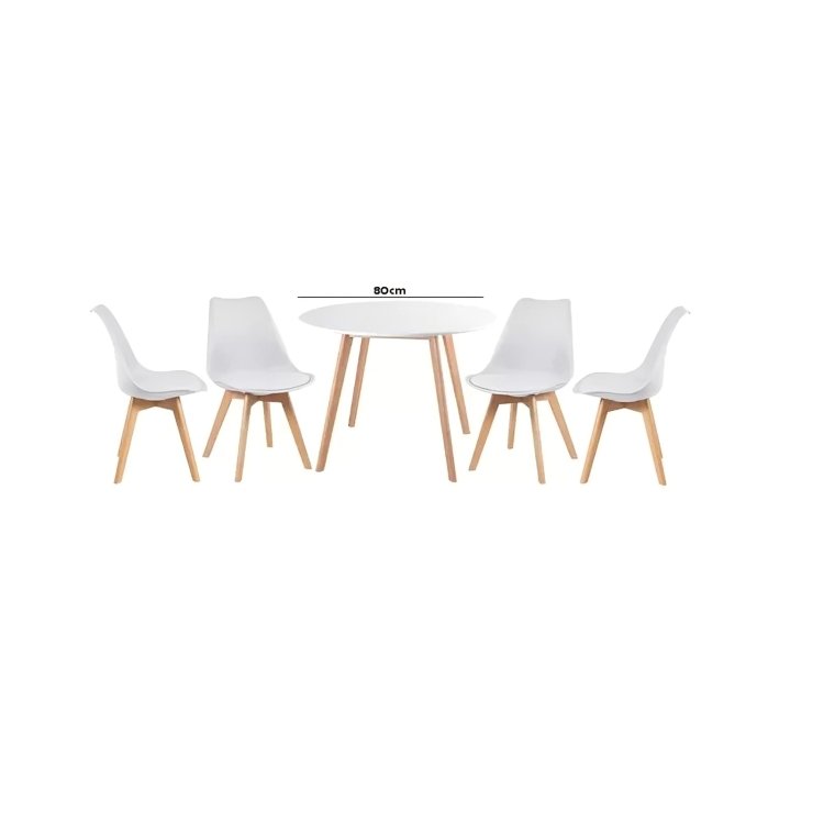 Conjunto Mesa de Jantar Leda 80cm Branca com 4 Cadeiras Eames Wood Leda Branca. - 3