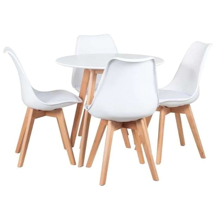 Conjunto Mesa de Jantar Leda 80cm Branca com 4 Cadeiras Eames Wood Leda Branca. - 1