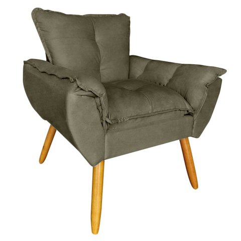 Poltrona Decorativa Opala Quarto Infantil de Criança Suede Capuccino Nude - Borsuk