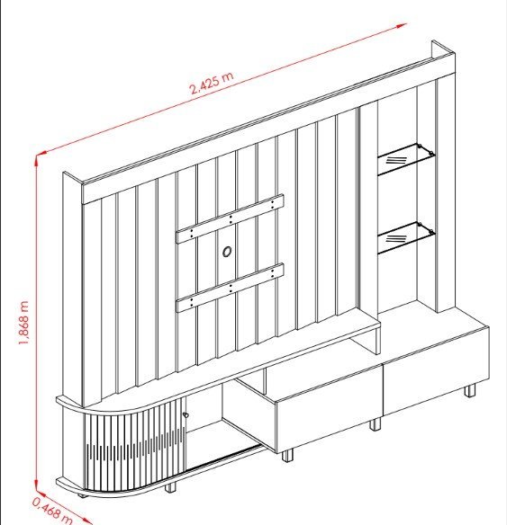 Estante Le Mans para TV até 70 polegadas - Calacata/Off White - Madetec - 3