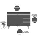 Ver imagem 3 de Balcão Gabinete Para Pia 120cm com Tampo 2 Portas Andréia Cinza - AJL Móveis