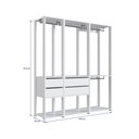 Ver imagem 4 de Guarda Roupa Closet 3 Peças com 3 Cabideiros 4 Gavetas 2 Nichos Easy Branco