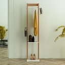 Ver imagem 1 de Cabideiro Mancebo de Chão com Prateleira - Branco/Amêndoa