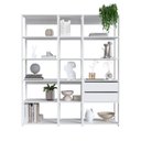 Ver imagem 2 de Estante para Livros Modular 3 Peças com 2 Gavetas e 14 Nichos Easy 183cmx160cm Branco