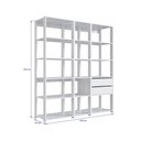 Ver imagem 4 de Estante para Livros Modular 3 Peças com 2 Gavetas e 14 Nichos Easy 183cmx160cm Branco