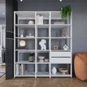 Ver imagem 1 de Estante para Livros Modular 3 Peças com 2 Gavetas e 14 Nichos Easy