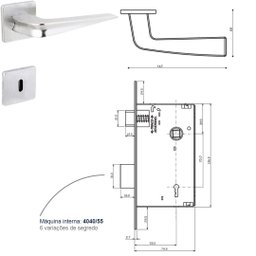 Fechadura Interna Chevron 4098508/55 - Cromado Escovado Arouca - 2
