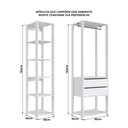 Ver imagem 6 de Guarda Roupa Closet 2 Peças com 1 Cabideiro 2 Gavetas e 6 Nichos Easy Branco
