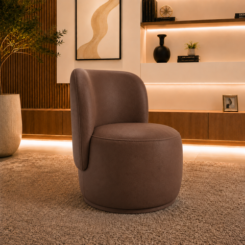 Poltrona Decorativa Bia Orgânica Corino Recepção Sala Estar Quarto