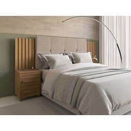 Cabeceira Estofada Extensível Casal/Queen/King com 2 Mesas de Apoio 4 Gavetas Suiça - 1