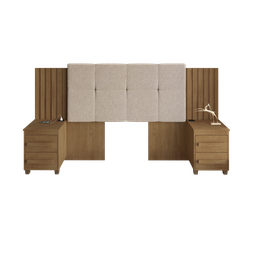 Cabeceira Estofada Extensível Casal/Queen/King com 2 Mesas de Apoio 4 Gavetas Suiça - 4