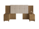 Ver imagem 4 de Cabeceira Estofada Extensível Casal/Queen/King com 2 Mesas de Apoio 4 Gavetas Suiça