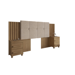 Cabeceira Estofada Extensível Casal/Queen/King com 2 Mesas de Apoio 4 Gavetas Suiça - 5