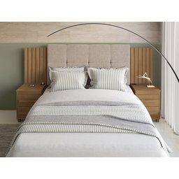 Cabeceira Estofada Extensível Casal/Queen/King com 2 Mesas de Apoio 4 Gavetas Suiça - 2