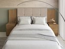 Ver imagem 2 de Cabeceira Estofada Extensível Casal/Queen/King com 2 Mesas de Apoio 4 Gavetas Suiça