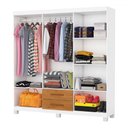 Ver imagem 3 de Guarda-roupa Solteiro Aurora 6 Portas 2 Gavetas 22116 Branco/cinamomo - Carioca Móveis