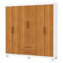 Ver imagem 2 de Guarda-roupa Solteiro Aurora 6 Portas 2 Gavetas 22116 Branco/cinamomo - Carioca Móveis
