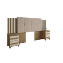 Ver imagem 4 de Cabeceira Estofada Extensível Casal/Queen/King com 2 Mesas de Apoio 4 Gavetas Suiça