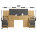 Ver imagem 2 de Cabeceira Casal Extensível com 2 Mesas de Cabeceira 4 Gavetas com Tomada Síria 