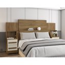 Ver imagem 1 de Cabeceira Casal Extensível com 2 Mesas de Cabeceira 4 Gavetas 2 Tomadas Síria