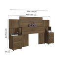 Ver imagem 4 de Cabeceira Casal Extensível com 2 Mesas de Cabeceira 4 Gavetas 2 Tomadas Síria