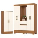 Ver imagem 1 de Guarda Roupa 4 Portas 2 Gavetas Luiz BS07 com Armário Multiuso Prime Cinamomo Off White - Henn - Bri