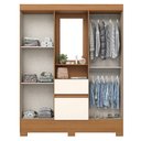 Ver imagem 3 de Guarda Roupa 4 Portas 2 Gavetas Luiz BS07 com Armário Multiuso Prime Cinamomo Off White - Henn - Bri