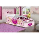 Ver imagem 1 de Cama Carruagem Infantil/Solteiro em MDF/MDP Branco/Rosa