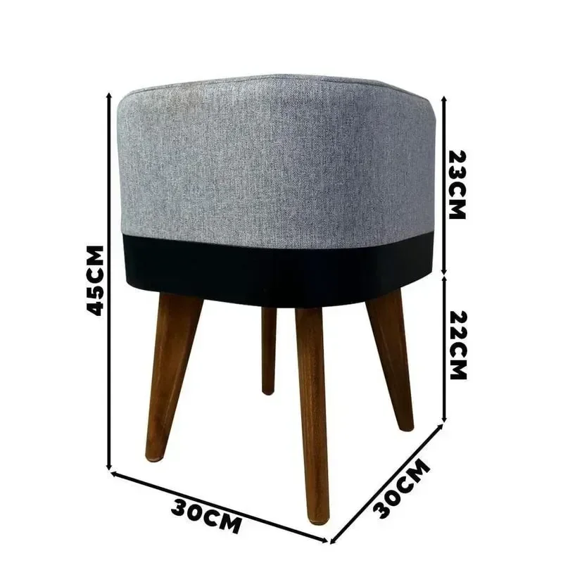 Ver imagem 4 de Puff Ravena Decorar Linho Cinza com Courino Preto