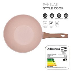Panela Wok Rosa 28cm Indução Alum. Cerâmico 4mm Style Cook - 3