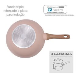 Panela Wok Rosa 28cm Indução Alum. Cerâmico 4mm Style Cook - 5