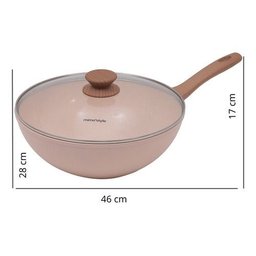 Panela Wok Rosa 28cm Indução Alum. Cerâmico 4mm Style Cook - 2