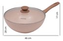 Ver imagem 2 de Panela Wok Rosa 28cm Indução Alum. Cerâmico 4mm Style Cook