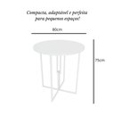 Ver imagem 2 de Mesa Redonda Industrial 80cm Branca Tampo Madeira Branco
