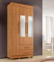 Ver imagem 1 de Guarda Roupa Solteiro com Espelho 3 Portas 2 Gavetas com Pés 86cm Copacabana Cinamomo - Benetil
