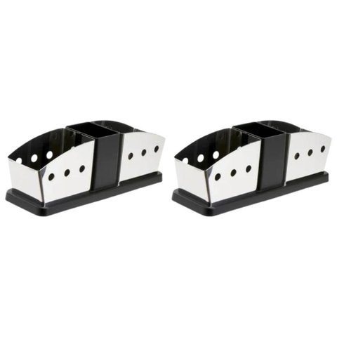 Kit 2 Suportes Porta Sachês Açúcar Adoçante Colherinha Aço I