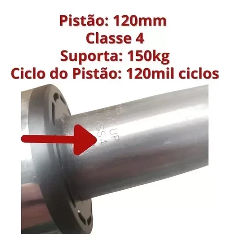 Ver imagem 3 de Pistão Cromado À Gás 120mm 150kg Classe 4